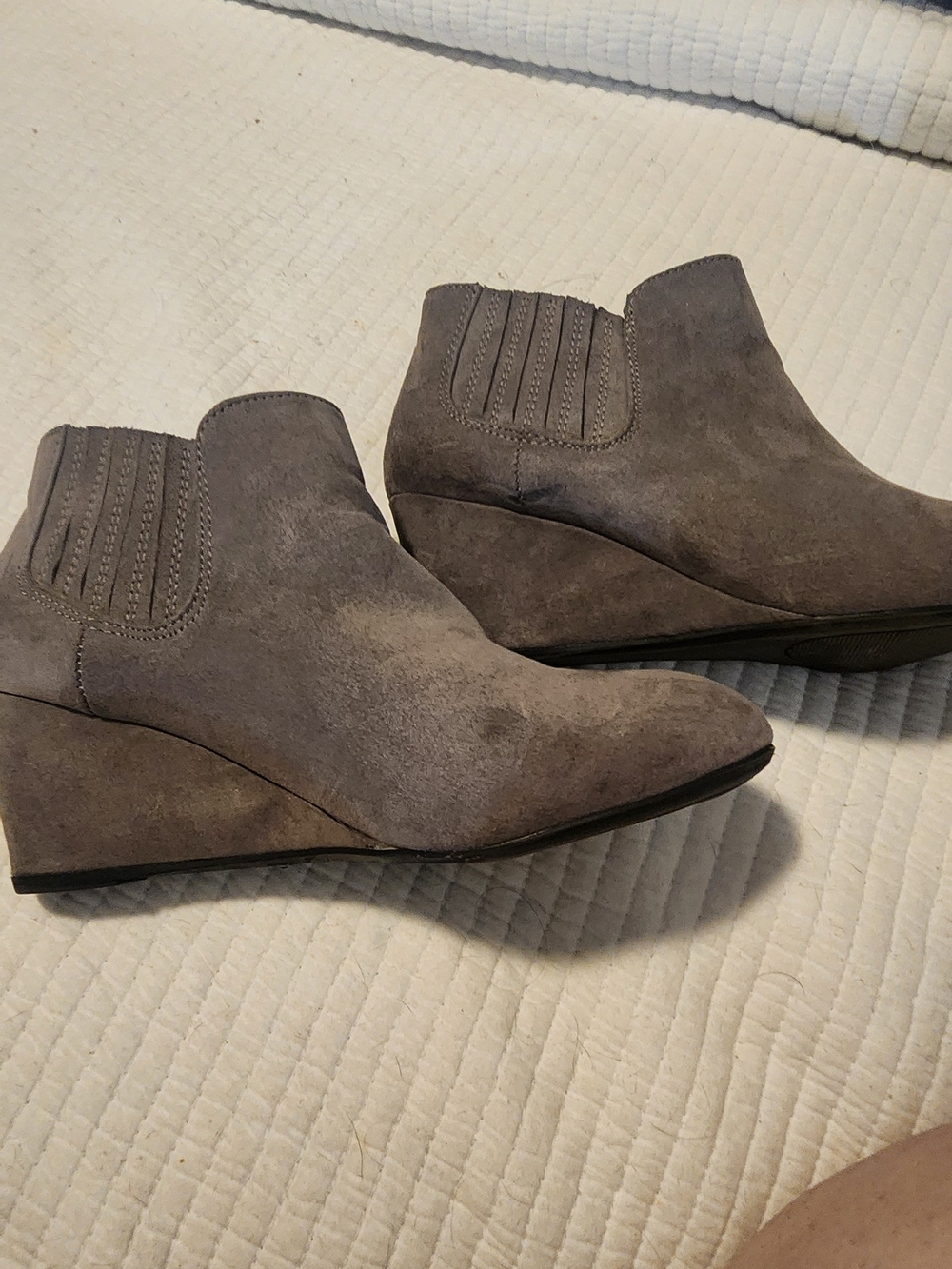 new‎ directions Grey Suede Wedge Ankle Booties